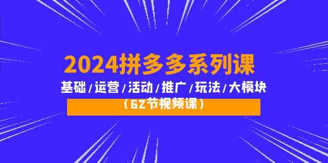 （10019期）2024拼多多系列课：基础/运营/活动/推广/玩法/大模块（62节视频课）-课程网